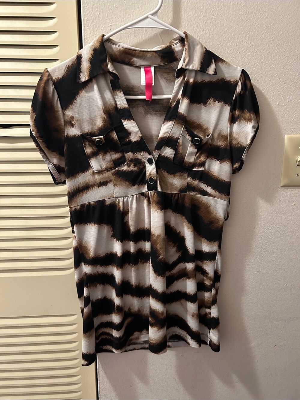 Women’s Brown Striped Short Sleeve Top